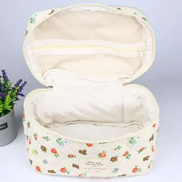 PINKCONA Cute Floral Makeup Bag for Women - Stylish Storage