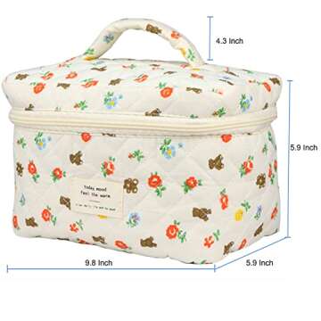 PINKCONA Cosmetic Bags for Women, Cute Floral Makeup Bag, Organizer Storage Make Up Bag, Travel Toiletry Bags, Handbags Purses (Bear/Big)