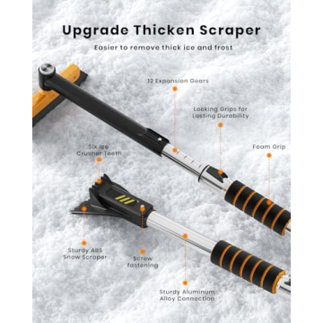 Extendable Ice Scraper with 360° Brush for Car Windshield
