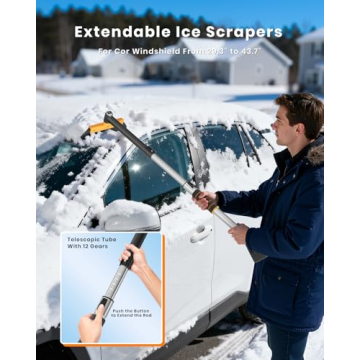 Extendable Ice Scraper with 360° Brush for Car Windshield