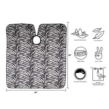 Cricket Zebra Hair Cutting Cape for Adults - Stylish, Water-Resistant, Adjustable