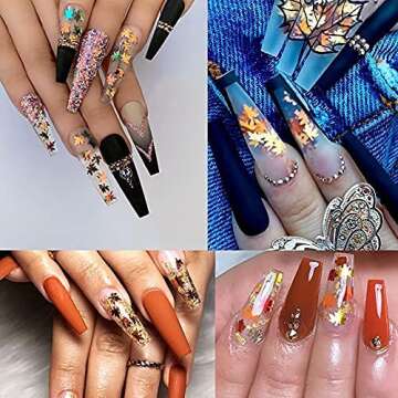 3D Holographic Glitter Fall Nail Art Maple Leaf Sequins Flake for Stunning Manicure Decorations (2 J...