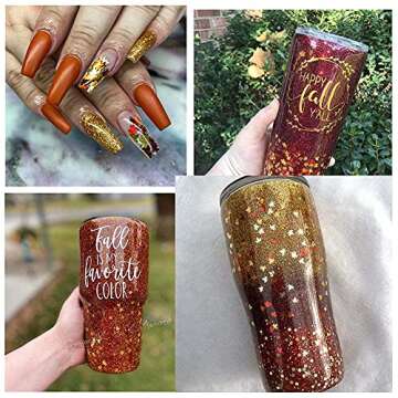 Holographic Fall Maple Leaf Nail Art Sequins - 2 Jars