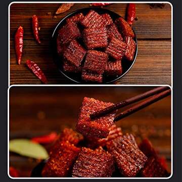 Spicy Strip - Chinese Special Snack Food, 辣条, Spicy Gluten Latiao, Made From Wheat/Chili/Spice, Non-GMO Food, Low Sugar and Low Calories, Best Vegan, 1 Pack of About 18, 122g / 4.3 oz