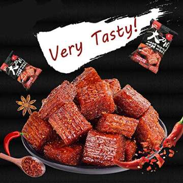 Spicy Strip - Chinese Special Snack Food, 辣条, Spicy Gluten Latiao, Made From Wheat/Chili/Spice, Non-GMO Food, Low Sugar and Low Calories, Best Vegan, 1 Pack of About 18, 122g / 4.3 oz