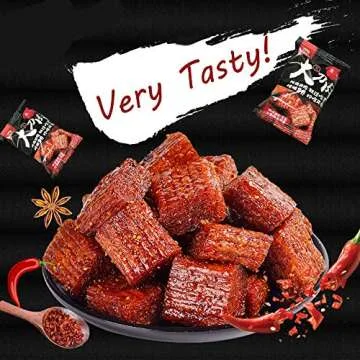 Spicy Strip - Chinese Special Snack Food, 辣条, Spicy Gluten Latiao, Made From Wheat/Chili/Spice, Non-GMO Food, Low Sugar and Low Calories, Best Vegan, 1 Pack of About 18, 122g / 4.3 oz