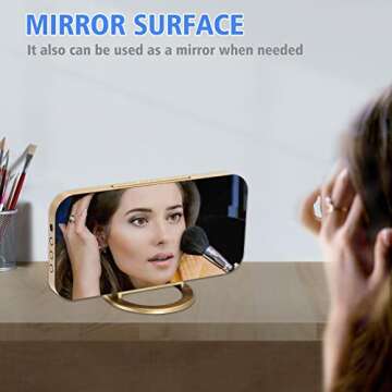 Ygdigital Digital Alarm Clock,6.5 Inch LED Mirror Electronic Clocks,with 2 USB Charging Ports,3 Adjustable Brightness, Snooze,12/24H, for Bedroom Home Office (Gold)