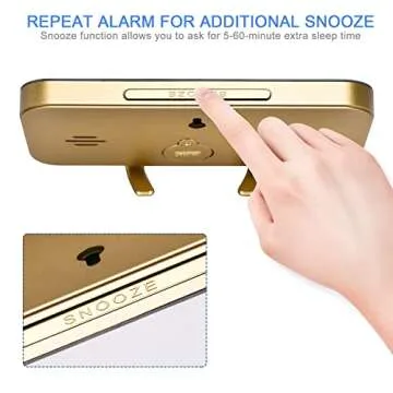 Ygdigital Digital Alarm Clock,6.5 Inch LED Mirror Electronic Clocks,with 2 USB Charging Ports,3 Adjustable Brightness, Snooze,12/24H, for Bedroom Home Office (Gold)