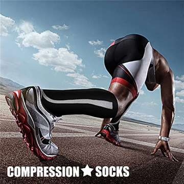 CHARMKING Compression Socks for Women & Men Circulation (3 Pairs) 15-20 mmHg is Best Athletic for Running, Flight Travel, Support, Cycling, Pregnant - Boost Performance, Durability (L/XL,Multi 11)
