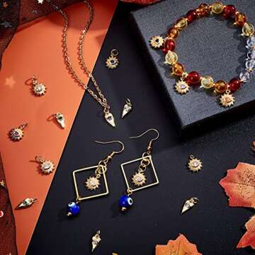 PH PandaHall Evil Eye Charm, 20pcs 2 Styles Real 18K Gold Plated Heart/Sun Cubic Zirconia Evil Eye P...