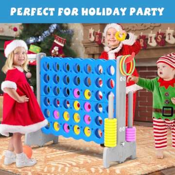 67i Jumbo Yard Game Giant 4 in a Row to Score Giant for Kids and Adults Outdoor with 42 Rings Quick ...