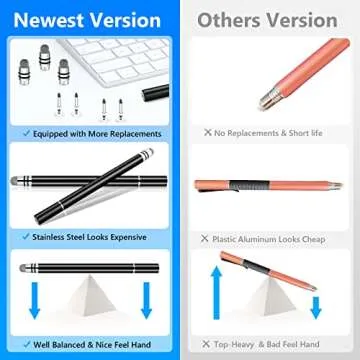 Stylus Pens for Touch Screens, UROPHYLLA Fine Point Stylus Touch Screen Capacitive Stylus Pens for iPad, iPhone, Tablet, Laptops and All Capacitive Touch Screens with 7 Replacement Tips - Black/Black
