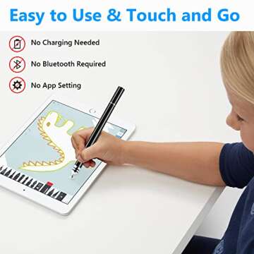 Stylus Pens for Touch Screens, UROPHYLLA Fine Point Stylus Touch Screen Capacitive Stylus Pens for iPad, iPhone, Tablet, Laptops and All Capacitive Touch Screens with 7 Replacement Tips - Black/Black