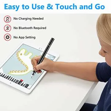 Stylus Pens for Touch Screens, UROPHYLLA Fine Point Stylus Touch Screen Capacitive Stylus Pens for iPad, iPhone, Tablet, Laptops and All Capacitive Touch Screens with 7 Replacement Tips - Black/Black