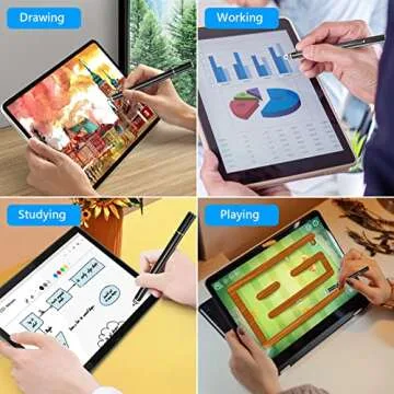 Stylus Pens for Touch Screens, UROPHYLLA Fine Point Stylus Touch Screen Capacitive Stylus Pens for iPad, iPhone, Tablet, Laptops and All Capacitive Touch Screens with 7 Replacement Tips - Black/Black