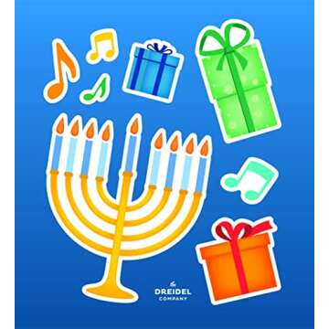 The Dreidel Company Large Hanukkah Window Clings Decals, Chanukah Theme Clings Decorations (48 Hanukkah Decals)