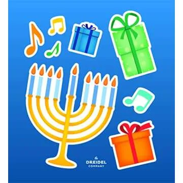 The Dreidel Company Large Hanukkah Window Clings Decals, Chanukah Theme Clings Decorations (48 Hanukkah Decals)