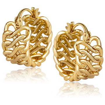 Benevolence LA Gold Dipped Braided Hoop Earrings | Trendy Huggies