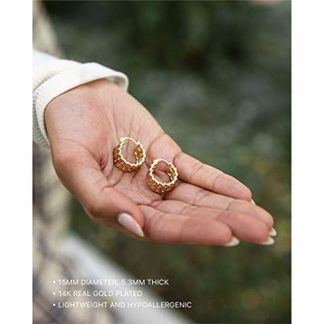 Benevolence LA Gold Dipped Braided Hoop Earrings | Trendy Huggies
