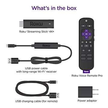 Roku Streaming Stick 4K+ Streaming Device 4K/HDR/Dolby Vision with Voice Remote Pro,Black
