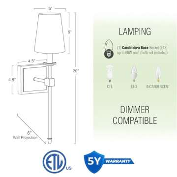 Kira Home Torche 20" Wall Sconce/Wall Light + Linen Shade, Oil-Rubbed Bronze Finish