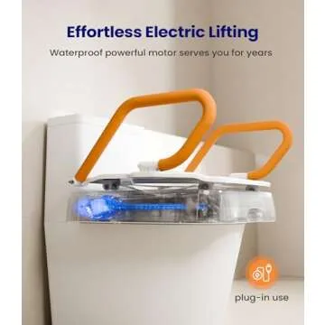 VOCIC Electric Raised Toilet Seat, Electric Toilet Seat Lift, Powered Toilet Seat Riser with Handles, Toilet Lift Seat for Elderly, Support to 330LBS, AX12