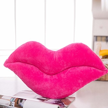 LEVINIS Hot Pink Lip Shape Throw Pillow for Decor