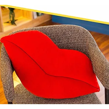 LEVINIS Hot Pink Lip Shape Throw Pillow for Decor
