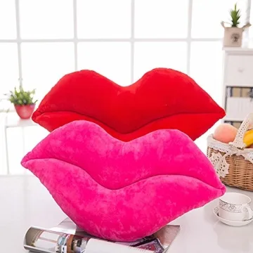 LEVINIS Hot Pink Lip Shape Throw Pillow for Decor