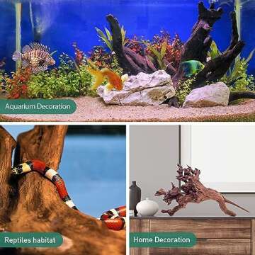 WDEFUN Natural Driftwood for Aquarium Decor, 1-Piece 13''-17'' Large Driftwood for Decorations on Fish Tank, Reptiles Bearded Dragon Accessories or Air Plants