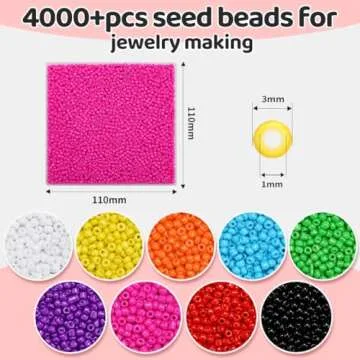 IOOLEEM Hot Pink Seed Beads, 4000+pcs 3mm Glass Seed Beads, Seed Beads for Jewelry Making, Glass Bea...