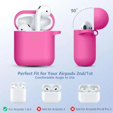 Lerobo for Airpod Case Cover, with a Cleaning Pen and Magnetic Airpod Strap Anti-Lost Cord Sports Lanyard,Soft Slicone Cover Compatible with Apple AirPods 2nd 1st Generation Charging Case,Hot Pink