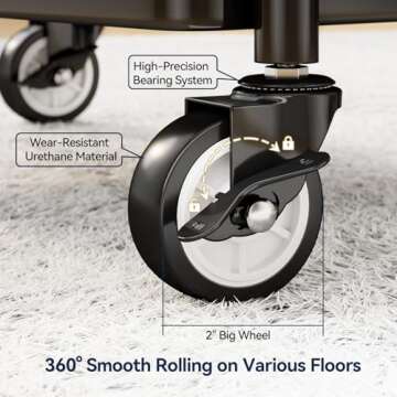 YASONIC 3 Tier Rolling Cart - Metal Utility Cart with Wheels, Hanging Cups, Hooks, Heavy Duty Mesh Rolling Storage Cart Organizer, Craft Cart for Kitchen Office, Lightweight and Sturdy