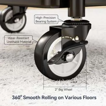 YASONIC 3 Tier Rolling Cart - Metal Utility Cart with Wheels, Hanging Cups, Hooks, Heavy Duty Mesh Rolling Storage Cart Organizer, Craft Cart for Kitchen Office, Lightweight and Sturdy