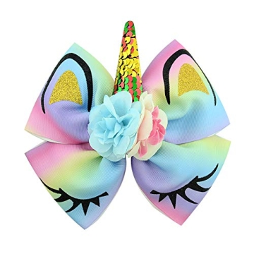 Unicorn Hair Bows for Kids & Toddlers - 6 Pack