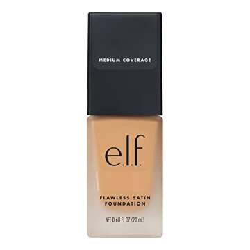 e.l.f. Flawless Satin Foundation, Lightweight & Medium Coverage, Semi-Matte Finish, Vegan & Cruelty-Free, Nude, 0.68 Fl Oz (20mL)