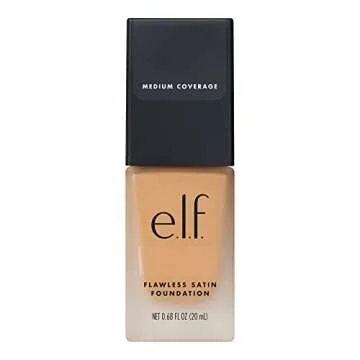 e.l.f. Flawless Satin Foundation, Lightweight & Medium Coverage, Semi-Matte Finish, Vegan & Cruelty-Free, Nude, 0.68 Fl Oz (20mL)