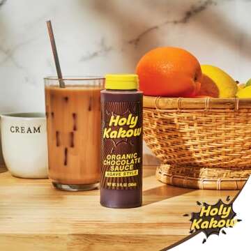 Holy Kakow Organic Chocolate Sauce - Chocolate Syrup, Organic, Sugar Free, Sweetened with Agave, Real Food Ingredients, Specific Flavor - 8oz 2-Pack