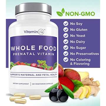 Whole Food Prenatal Vitamins (120 Capsules) Natural Support for Maternal and Fetal Health, Prenatal ...