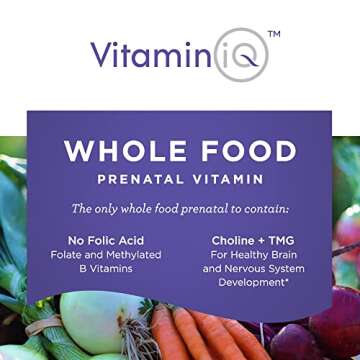 Whole Food Prenatal Vitamins (120 Capsules) Natural Support for Maternal and Fetal Health, Prenatal Multivitamin for Women with Choline, B Vitamins and More, Vegan, No Soy, Gluten or Dairy