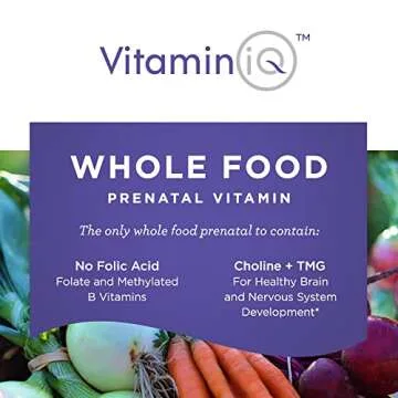 Whole Food Prenatal Vitamins (120 Capsules) Natural Support for Maternal and Fetal Health, Prenatal Multivitamin for Women with Choline, B Vitamins and More, Vegan, No Soy, Gluten or Dairy