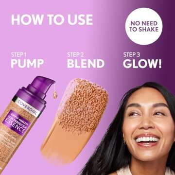 Covergirl Simply Ageless Skin Perfector Essence Foundation, 40 Medium, Tinted Skin Perfector, Skincare Makeup Hybrid, Sheer Tint, Radiant Finish, Skin-Like Finish, Vegan Formula, 1.0oz