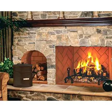 Plow & Hearth 3 Gallon Black Large Ash Bucket with Lid and Wood Handle | 28 Gauge Galvanized Iron Metal | Double Bottom | Tool for Fireplaces Fire Pits Wood Burning Stoves | Hearth Accessories
