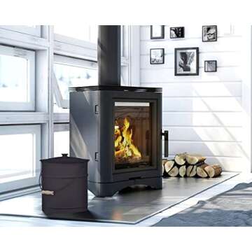 Plow & Hearth 3 Gallon Black Large Ash Bucket with Lid and Wood Handle | 28 Gauge Galvanized Iron Metal | Double Bottom | Tool for Fireplaces Fire Pits Wood Burning Stoves | Hearth Accessories