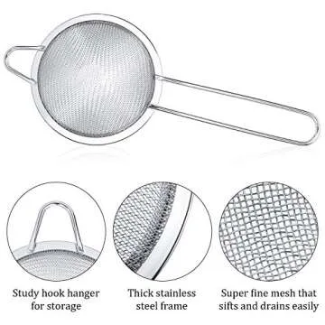 3 Pieces Tea Strainers Cocktail Strainer Stainless Steel Fine Mesh Strainer Colander Conical Food Loose Tea Strainer Practical Bar Strainer Tool (Silver,3.3 Inches)