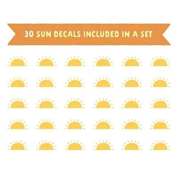 Half Sun Wall Decals - Sunshine Wall Stickers, Boho Nursery, Kids Room Wall Art, Playroom Decor 22"×30"