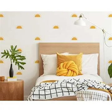 Half Sun Wall Decals - Sunshine Wall Stickers, Boho Nursery, Kids Room Wall Art, Playroom Decor 22"×30"