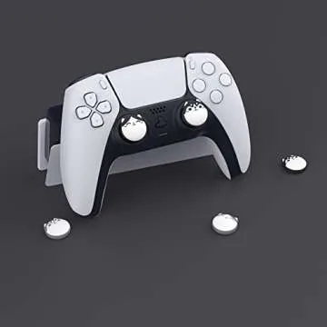 PlayVital Husky & Kitty Cute Thumb Grip Caps for PS5/4 Controller, Silicone Analog Stick Caps Cover for Xbox Series X/S, Thumbstick Caps for Switch Pro Controller - Navy Blue & Light Gray