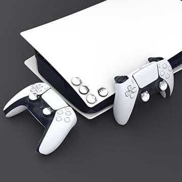 PlayVital Husky & Kitty Cute Thumb Grip Caps for PS5/4 Controller, Silicone Analog Stick Caps Cover for Xbox Series X/S, Thumbstick Caps for Switch Pro Controller - Navy Blue & Light Gray