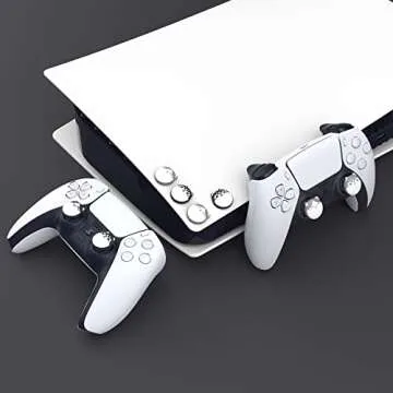 PlayVital Husky & Kitty Cute Thumb Grip Caps for PS5/4 Controller, Silicone Analog Stick Caps Cover for Xbox Series X/S, Thumbstick Caps for Switch Pro Controller - Navy Blue & Light Gray